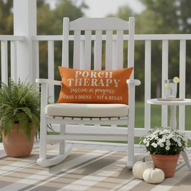 Alt view image 2 of 7 - Farmhouse Throw Pillow Covers 12x20 Inch Porch Therapy, Orange
