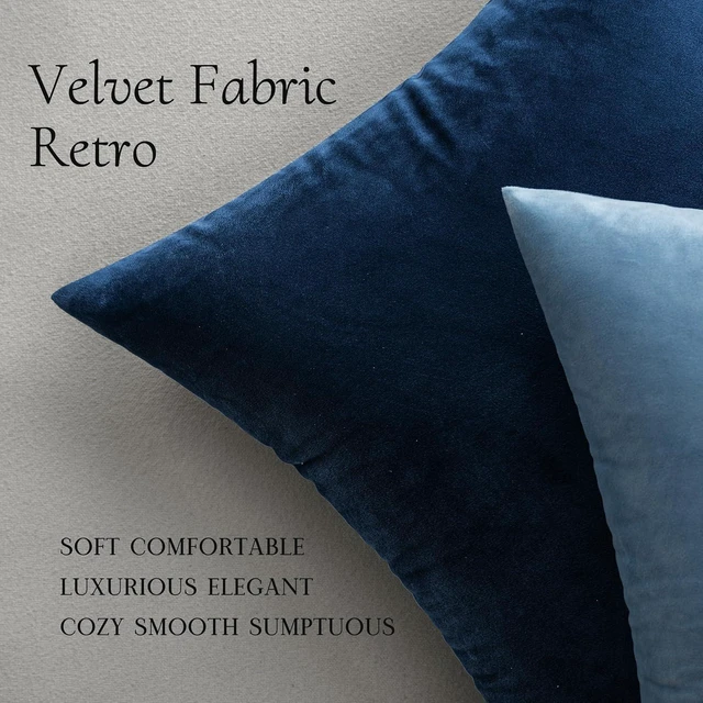 Alt view image 6 of 7 - Velvet Throw Pillow Covers 18x18 Inch Pack of 2 Dark Blue