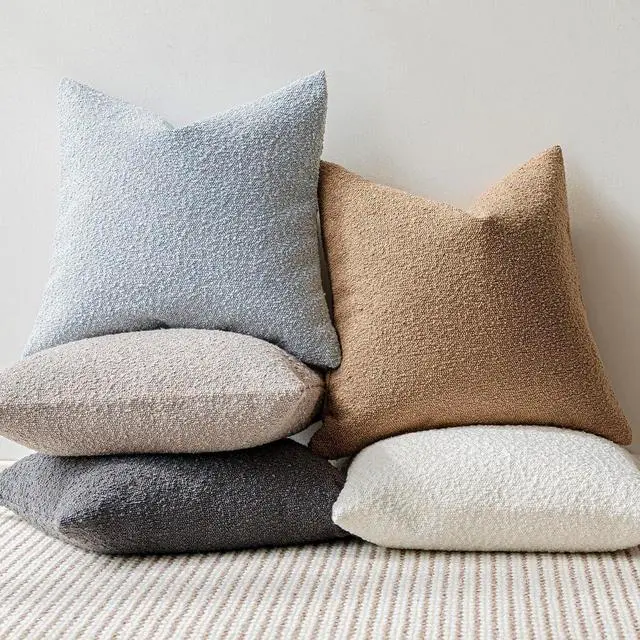 Alt view image 6 of 7 - Textured Boucle Throw Pillow Covers Accent Solid Lumbar Pillow Cases Cozy Soft Decorative Couch Cushion Case for Chair Sofa Bedroom Living Room Home Decor, 12 x 20 Inch,Taupe Khaki Camel