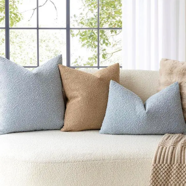 Alt view image 7 of 7 - Textured Boucle Throw Pillow Covers Accent Solid Lumbar Pillow Cases Cozy Soft Decorative Couch Cushion Case for Chair Sofa Bedroom Living Room Home Decor, 12 x 20 Inch,Taupe Khaki Camel
