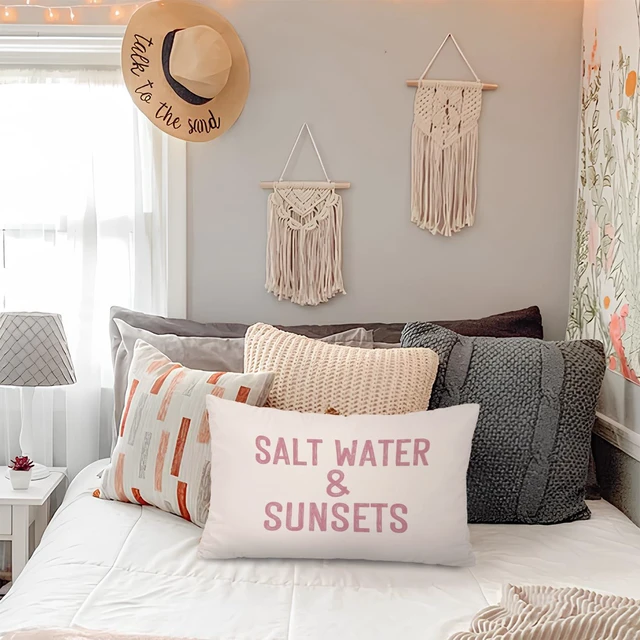Alt view image 2 of 6 - Pink Coastal Beach 12x20 Pillow Cover, Preppy Beach Room Decor