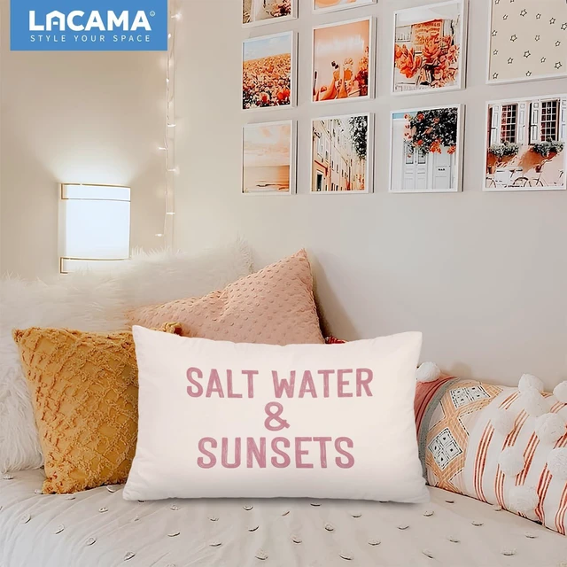 Alt view image 3 of 6 - Pink Coastal Beach 12x20 Pillow Cover, Preppy Beach Room Decor