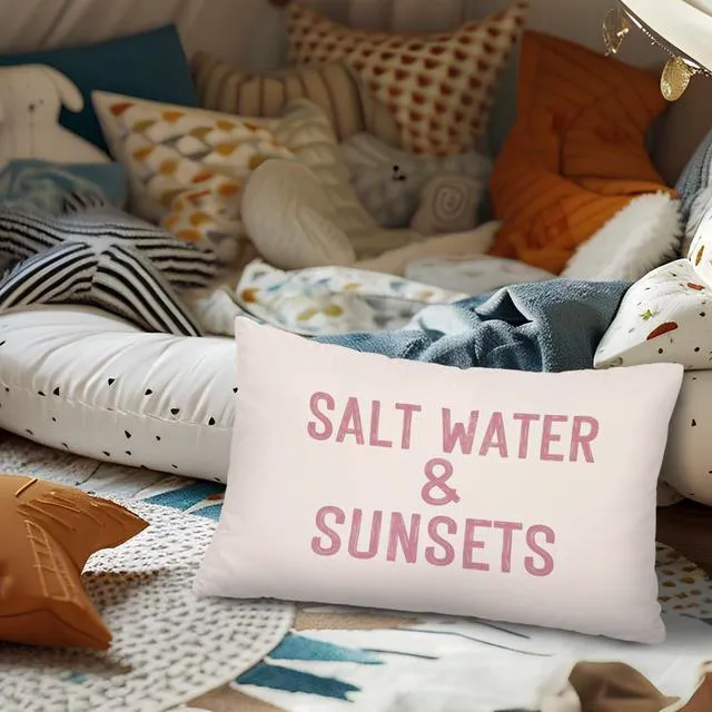 Alt view image 4 of 6 - Pink Coastal Beach 12x20 Pillow Cover, Preppy Beach Room Decor
