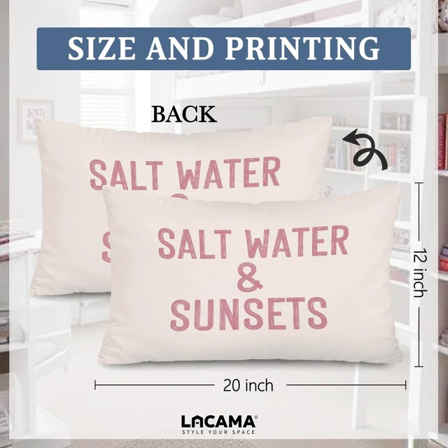 Alt view image 6 of 6 - Pink Coastal Beach 12x20 Pillow Cover, Preppy Beach Room Decor