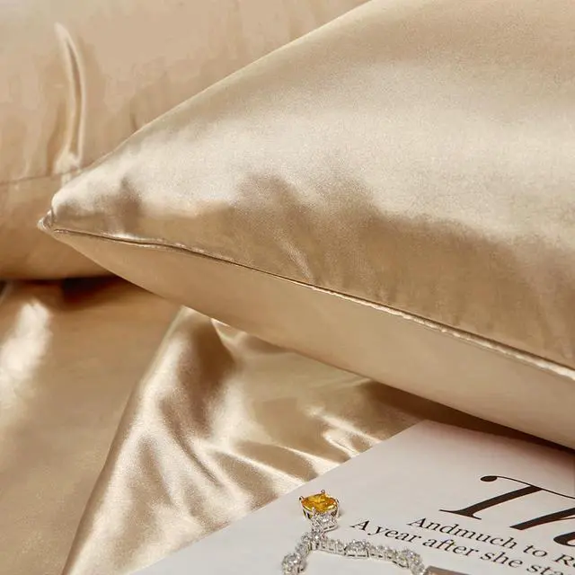 Alt view image 7 of 7 - Toddler Silk Satin Pillow Cases 14"x20",Khaki,2 Pack