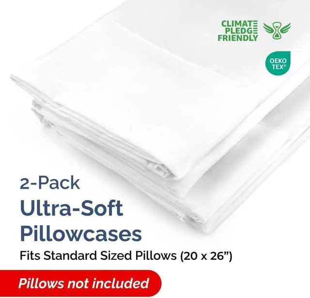 Alt view image 3 of 7 - Queen Pillow Cases - 2 Pack - Super Soft Pillowcase Covers - Envelope Enclosure - Hotel Quality Pillow Protectors - Wrinkle Free, Fade, Shrink & Stain Resistant - Machine Washable - 20" x 30" (White)