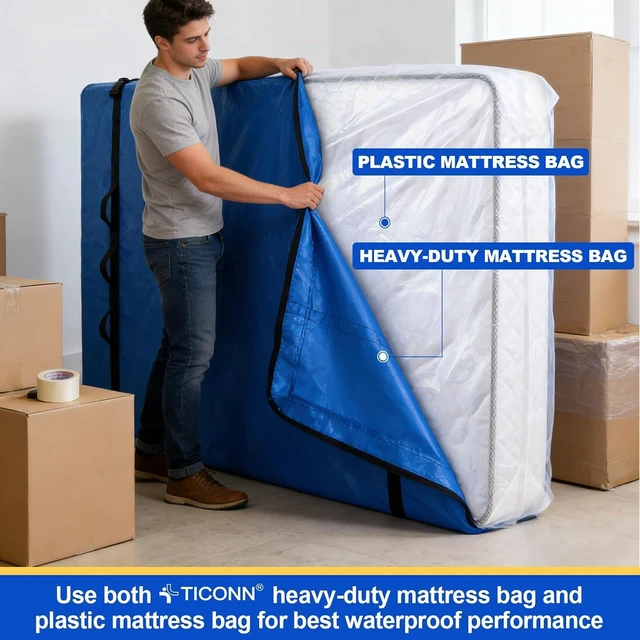 Alt view image 5 of 7 - 2PK Plastic Mattress Bags for Moving, Waterproof Mattress Cover