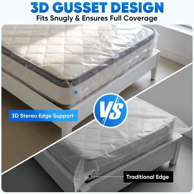 Alt view image 6 of 7 - 2PK Plastic Mattress Bags for Moving, Waterproof Mattress Cover