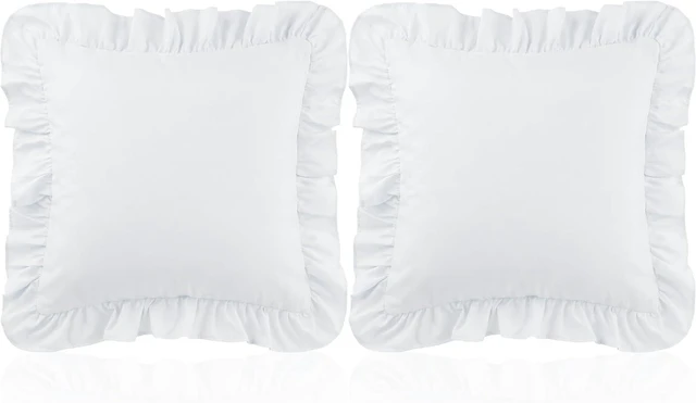 Main image of Ruffle Throw Pillow Covers Decorative Pillow Cases Cushion Covers White