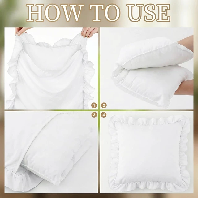 Alt view image 6 of 7 - Ruffle Throw Pillow Covers Decorative Pillow Cases Cushion Covers White
