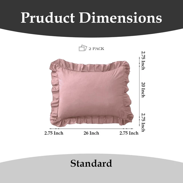 Alt view image 2 of 6 - Ruffle Pillow Cases Standard Size Set of 2 Soft Wrinkle Resistant Brushed Microfiber Ruffled Pillowcases Envelope Pillow Shams Cover Festive Gift for Hotels,Guest Rooms 20x26 Inch (Pink)