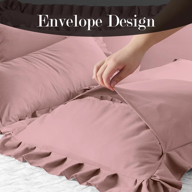 Alt view image 4 of 6 - Ruffle Pillow Cases Standard Size Set of 2 Soft Wrinkle Resistant Brushed Microfiber Ruffled Pillowcases Envelope Pillow Shams Cover Festive Gift for Hotels,Guest Rooms 20x26 Inch (Pink)