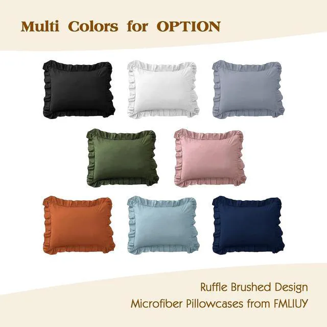 Alt view image 6 of 6 - Ruffle Pillow Cases Standard Size Set of 2 Soft Wrinkle Resistant Brushed Microfiber Ruffled Pillowcases Envelope Pillow Shams Cover Festive Gift for Hotels,Guest Rooms 20x26 Inch (Pink)