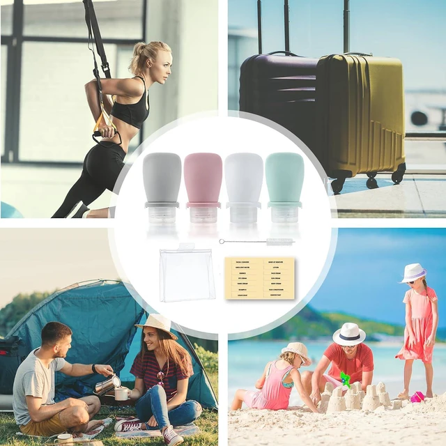Alt view image 7 of 7 - Silicone Travel Bottles Set for Toiletries, Leak Proof Refillable Squeezable Containers, Travel Containers 60ml (2oz) for Shampoo Conditioner Lotion Liquids, with Storage Bag Tag