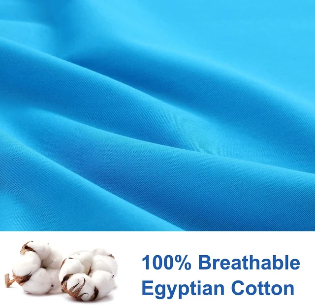 Alt view image 4 of 7 - Pillowcases Weave from 100% Egyptian Cotton, Breathable Soft Pillow Cases with Zipper Closure, 2 Pcs Blue Pillow Covers Standard Size - 20"x26"