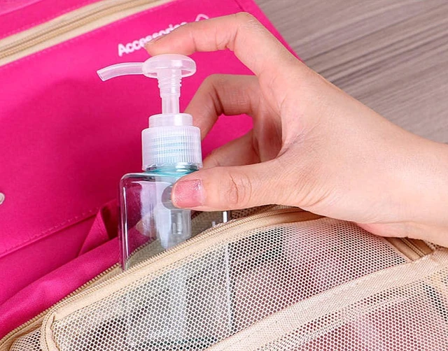 Alt view image 5 of 6 - 100ml / 3.3oz Refillable Empty Plastic Pump Bottles Jars Set for Makeup Cosmetic Bath Shower Shampoo Hair-Conditioner Toiletries Liquid Containers Bathroom Accessory Set (Transparent)