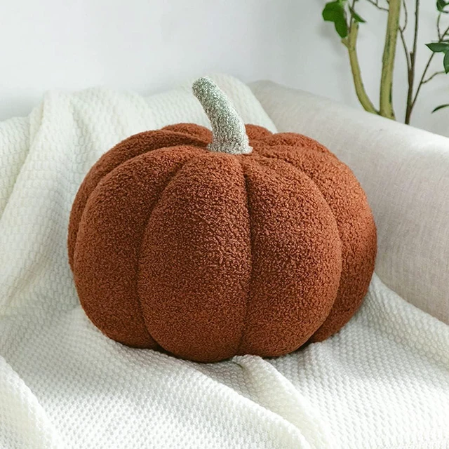 Alt view image 2 of 4 - 3D Simulated Pumpkin Pillow Plush Pillow Sofa Cushion (7.8inch, Brown)