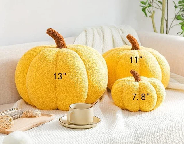 Alt view image 3 of 4 - 3D Simulated Pumpkin Pillow Plush Pillow Sofa Cushion (7.8inch, Brown)
