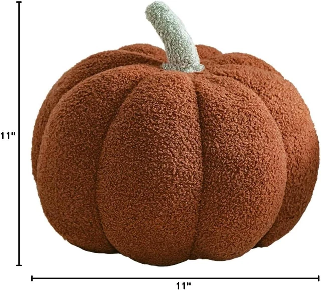 Alt view image 4 of 4 - 3D Simulated Pumpkin Pillow Plush Pillow Sofa Cushion (7.8inch, Brown)