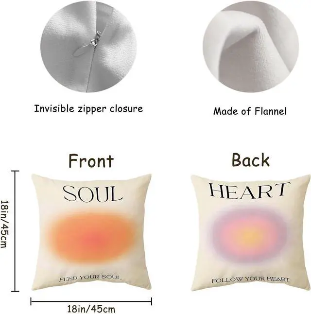 Alt view image 3 of 7 - Reversible Throw Pillow Cover 18 x 18 Set of 2,Motivational Pillow Cover,Positive Affirmations Quotes Pillow Cases for Office Gym Living Room Bedroom Porch (abstract halo, 18 * 18 inch)