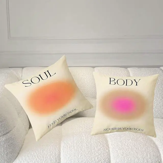 Alt view image 5 of 7 - Reversible Throw Pillow Cover 18 x 18 Set of 2,Motivational Pillow Cover,Positive Affirmations Quotes Pillow Cases for Office Gym Living Room Bedroom Porch (abstract halo, 18 * 18 inch)