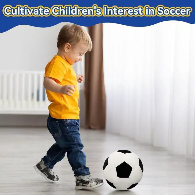 Alt view image 4 of 7 - Fluffy Soccer Pillow - 8" Orbicular Durable Soccer Ball Plush, Soft Stuffed Soccer Decorative Pillows for Couch & Bedroom, Sports Gift for Soccer Enthusiasts