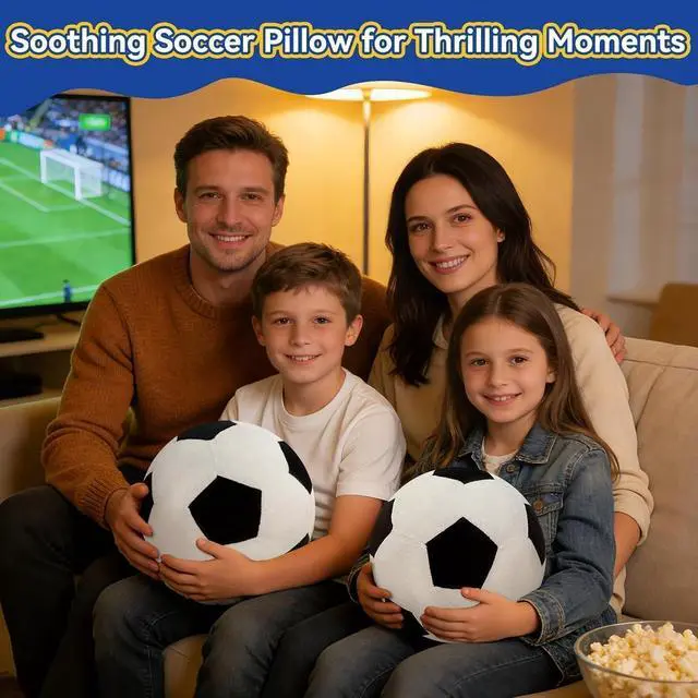 Alt view image 5 of 7 - Fluffy Soccer Pillow - 8" Orbicular Durable Soccer Ball Plush, Soft Stuffed Soccer Decorative Pillows for Couch & Bedroom, Sports Gift for Soccer Enthusiasts