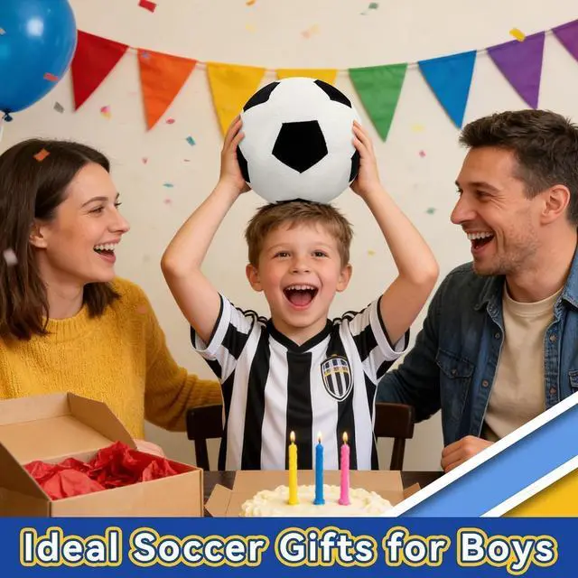 Alt view image 7 of 7 - Fluffy Soccer Pillow - 8" Orbicular Durable Soccer Ball Plush, Soft Stuffed Soccer Decorative Pillows for Couch & Bedroom, Sports Gift for Soccer Enthusiasts