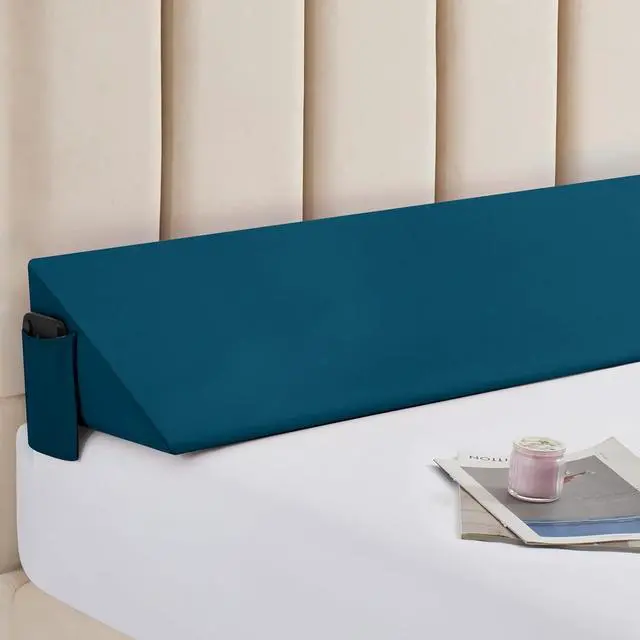 Alt view image 2 of 7 - King Size Bed Wedge Pillow Cover for Headboard Gap, Headboard Wedge Pillow Case Cover Only, 76" x 10" x 6", Teal
