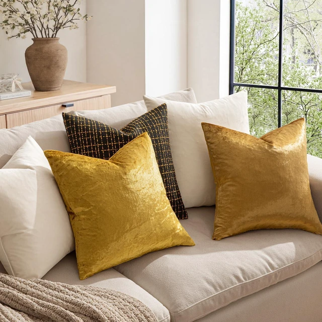 Alt view image 2 of 7 - Velvet Throw Pillow Covers 18x18 Inch Pack of 2 Golden