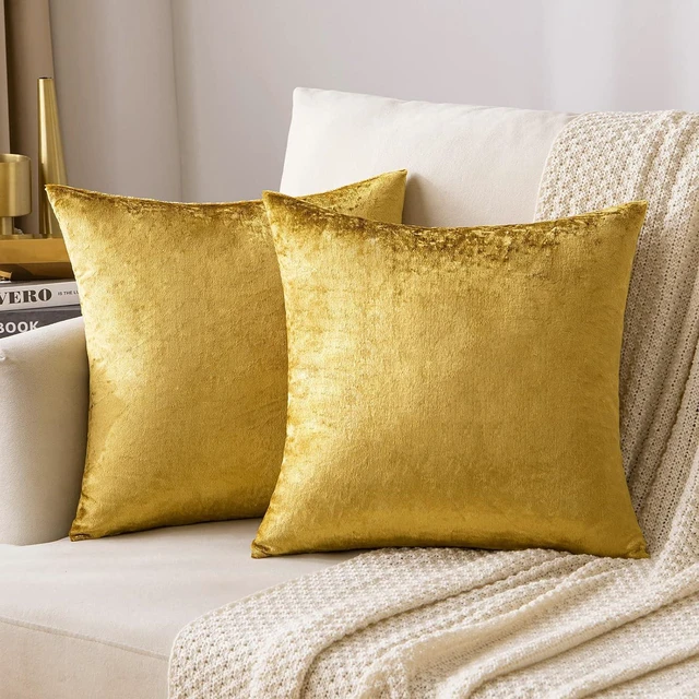 Main image of Velvet Throw Pillow Covers 18x18 Inch Pack of 2 Golden