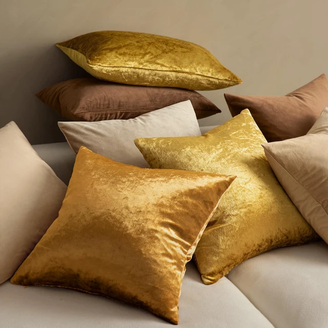 Alt view image 4 of 7 - Velvet Throw Pillow Covers 18x18 Inch Pack of 2 Golden