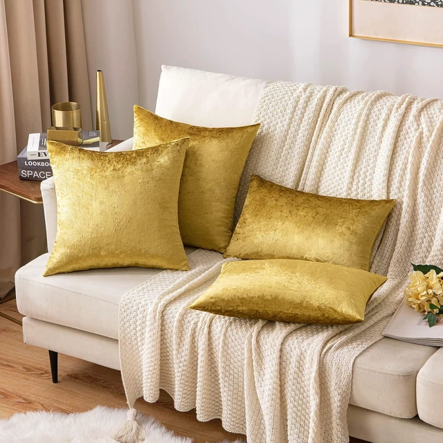 Alt view image 6 of 7 - Velvet Throw Pillow Covers 18x18 Inch Pack of 2 Golden