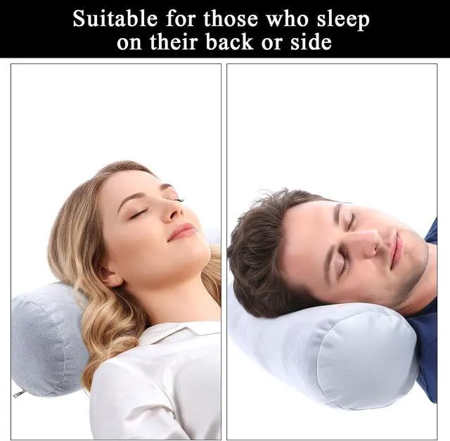 Alt view image 5 of 7 - 2 Pack Round Neck Roll Pillow Cover, 16 x 6 Inch Soft Bolster Pillow Covers with Zipper, Breathable Velvet Cylinder Pillow Case for Cylindrical Cushion, Pillow Case Only (Gray)