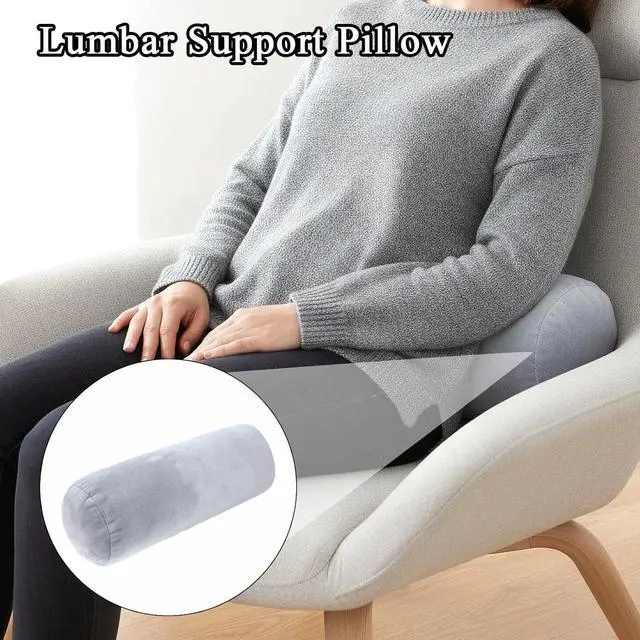 Alt view image 4 of 7 - 2 Pack Round Neck Roll Pillow Cover, 16 x 6 Inch Soft Bolster Pillow Covers with Zipper, Breathable Velvet Cylinder Pillow Case for Cylindrical Cushion, Pillow Case Only (Gray)