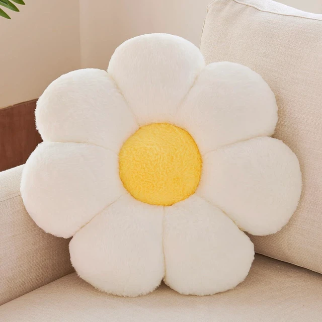Main image of Flower Decorative Throw Cute Daisy Pillow, White, 14.9 Inches