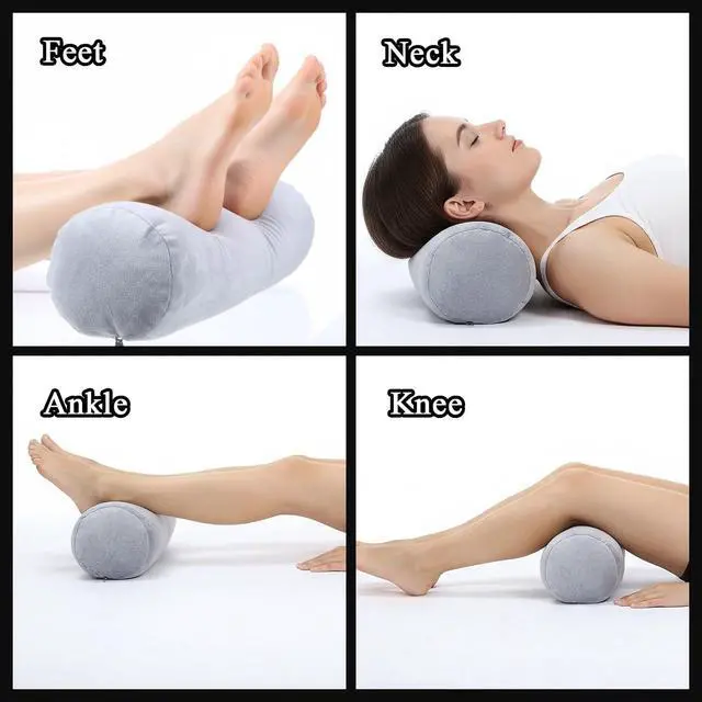 Alt view image 6 of 7 - 2 Pack Round Neck Roll Pillow Cover, 16 x 6 Inch Soft Bolster Pillow Covers with Zipper, Breathable Velvet Cylinder Pillow Case for Cylindrical Cushion, Pillow Case Only (Gray)