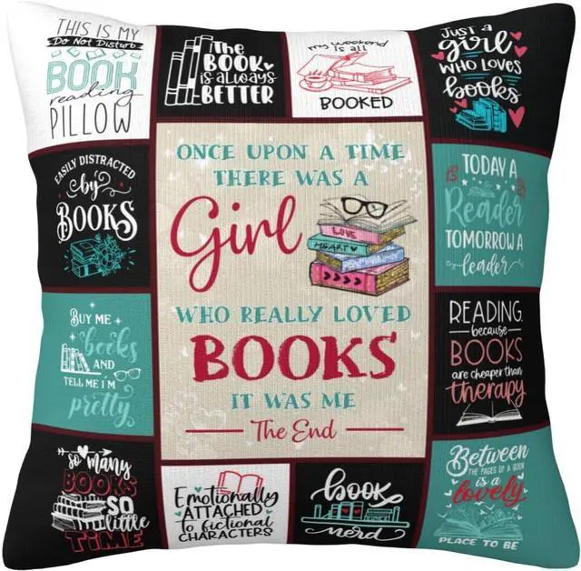 Main image of Book Lovers Gifts for Women, Reading Gifts for Book Lovers Women Readers Birthday, Bookworm Bookish Gift for Librarian/Book Nerd, Book Club Gift Pillowcases 18" x 18"