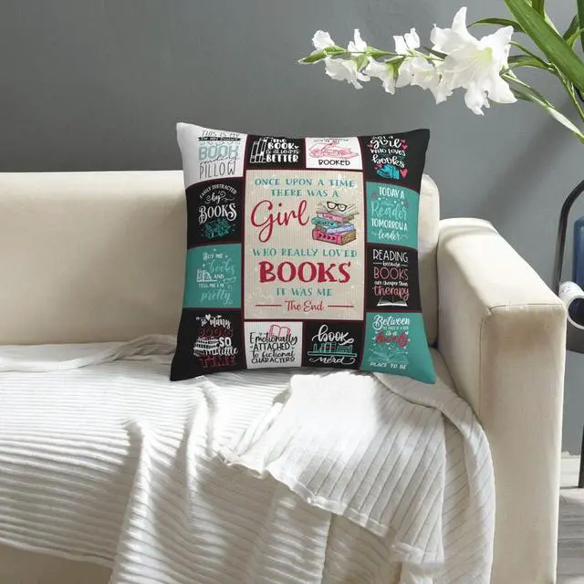 Alt view image 3 of 7 - Book Lovers Gifts for Women, Reading Gifts for Book Lovers Women Readers Birthday, Bookworm Bookish Gift for Librarian/Book Nerd, Book Club Gift Pillowcases 18" x 18"