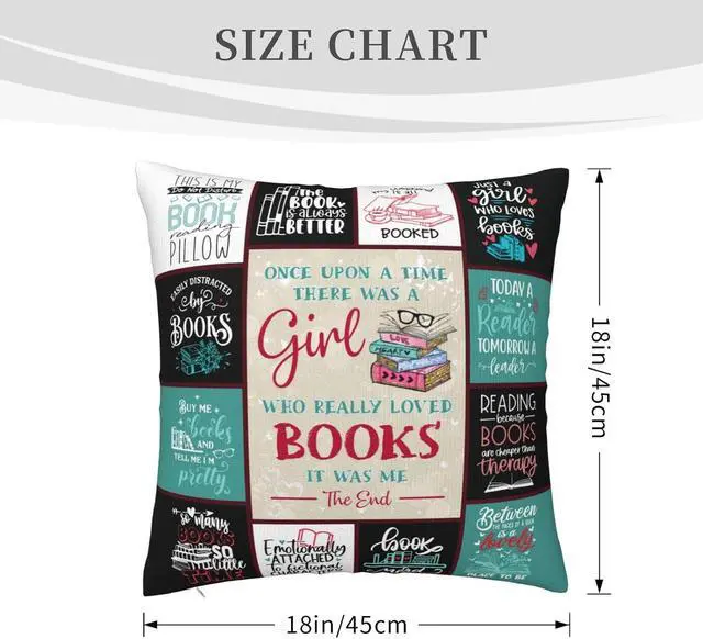 Alt view image 4 of 7 - Book Lovers Gifts for Women, Reading Gifts for Book Lovers Women Readers Birthday, Bookworm Bookish Gift for Librarian/Book Nerd, Book Club Gift Pillowcases 18" x 18"