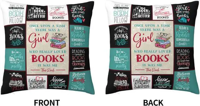 Alt view image 5 of 7 - Book Lovers Gifts for Women, Reading Gifts for Book Lovers Women Readers Birthday, Bookworm Bookish Gift for Librarian/Book Nerd, Book Club Gift Pillowcases 18" x 18"