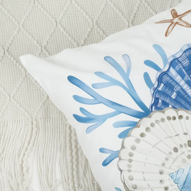 Alt view image 4 of 6 - Coastal Beach Throw Pillow Covers 18x18 Inch Ocean Starfish