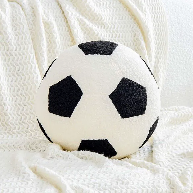 Main image of Soccer Pillow Football Throw Pillow Round Aesthetic Home Decor Soccer Decorative Pillow Soft Soccer Sports Ball Plush Pillows for Bedroom Sofa Chair CouchBlack,8 Inch