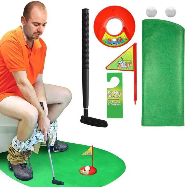 Main image of Toilet Golf Game Set - Practice Mini Golf in Any Restroom/Bathroom - Father's Day, White Elephant, Christmas, Valentines Funny Gag Gifts