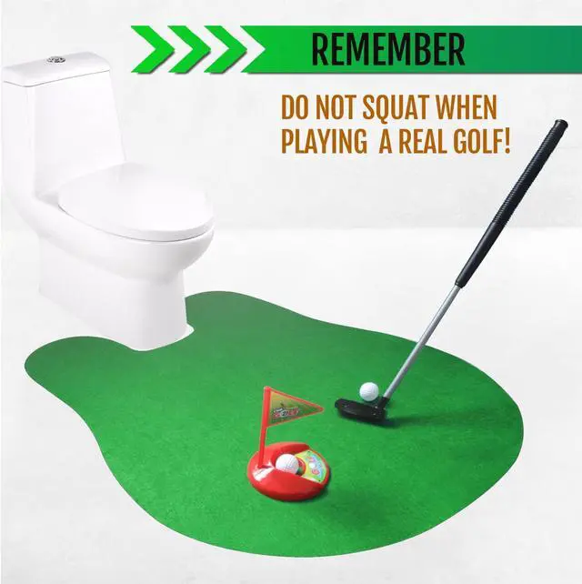 Alt view image 4 of 6 - Toilet Golf Game Set - Practice Mini Golf in Any Restroom/Bathroom - Father's Day, White Elephant, Christmas, Valentines Funny Gag Gifts