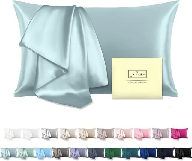 Main image of Mulberry Silk Pillowcase for Hair and Skin Standard Size 20"X 26" Pillow Case with Hidden Zipper Soft Breathable Smooth Cooling Silk Pillow Covers for Sleeping (Haze Blue,Standard,1Pcs)