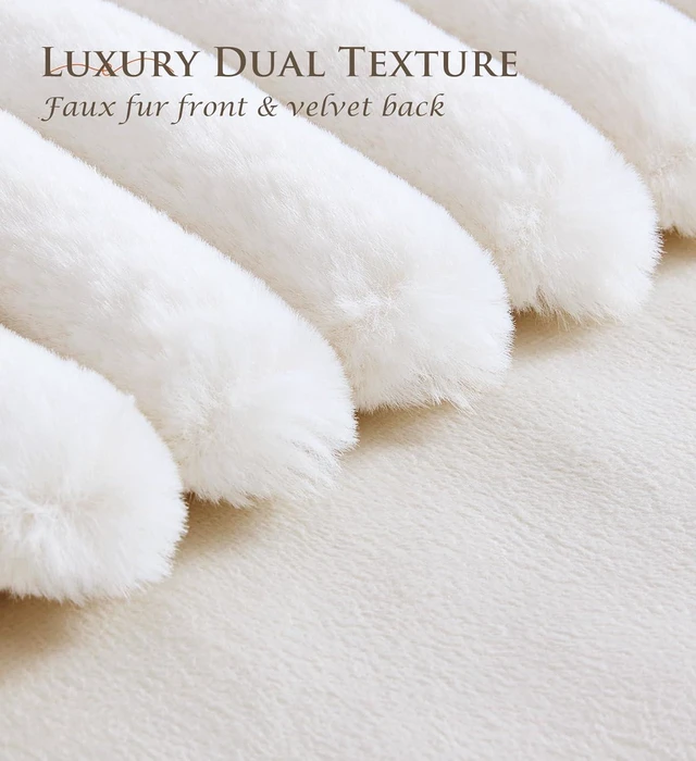 Alt view image 4 of 7 - Pack of 2 Throw Pillow Covers 18x18 Decorative Solid Plush Faux Fur with Soft Velvet Back, Square Striped Cushion Cases Modern Farmhouse Home Decor for Living Room Couch Sofa Bed Cream White