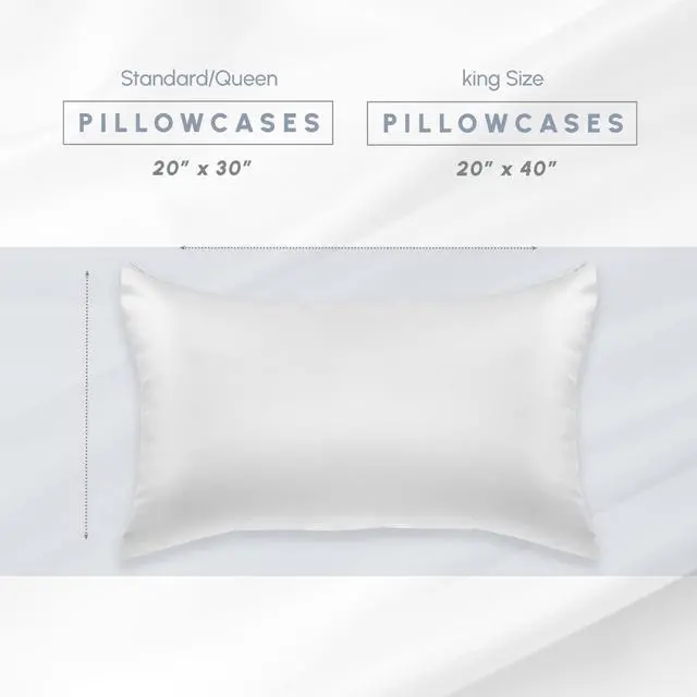 Alt view image 2 of 7 - 2-Pack King Size 70% Viscose 30% Polyester Cooling Satin Pillowcase Set with Hidden Zipper Closure, White