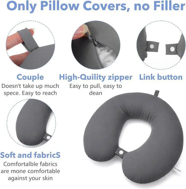 Alt view image 6 of 7 - 2 Pcs Neck Pillow Cover U Shaped Cooling Travel Neck Pillow Cover Replacemen, Cool and Elastic Fabric, Washable (No Filler)