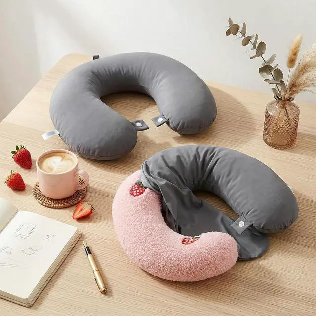 Alt view image 3 of 7 - 2 Pcs Neck Pillow Cover U Shaped Cooling Travel Neck Pillow Cover Replacemen, Cool and Elastic Fabric, Washable (No Filler)